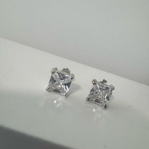Silver Faux Diamond Stud Earrings -5ct